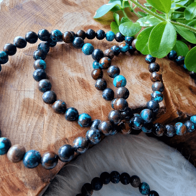 Peruvian Chrysocolla 6mm Beaded Bracelet 