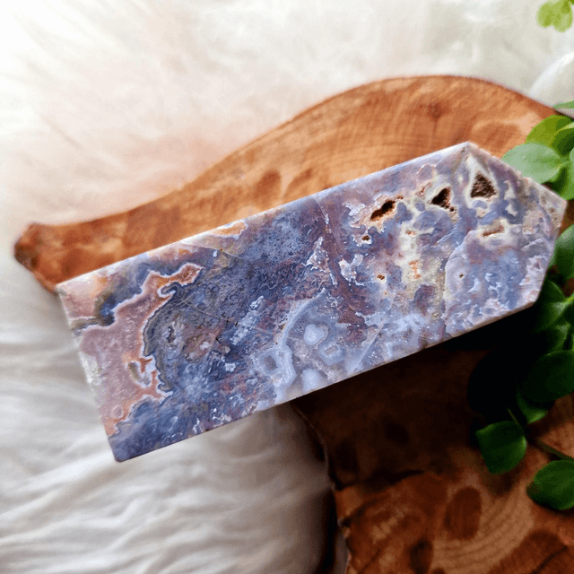 Pink Moss Agate 4 sided point 