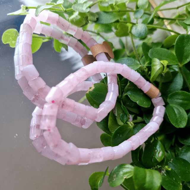Rose quartz cylindrical 6mm beaded bracelet 