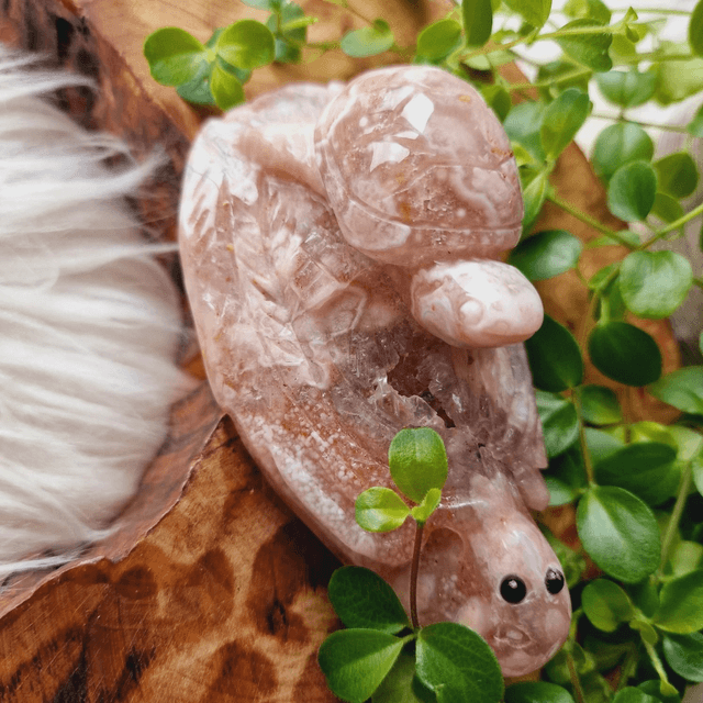 Pink Amethyst Octopi and Turtle Carving 