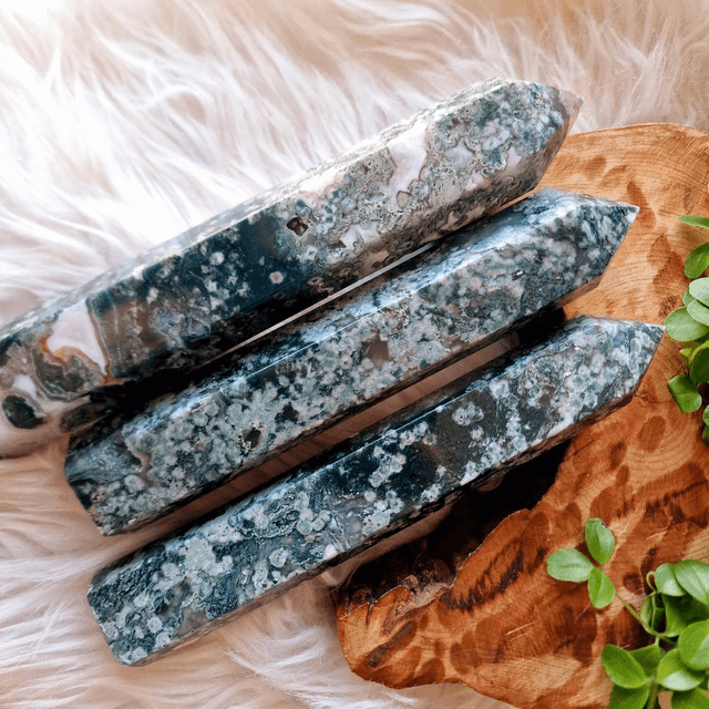 Moss Agate Large Towers