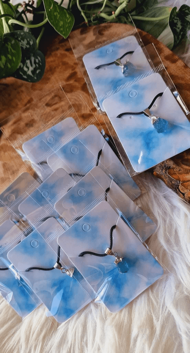 Aquamarine Raw Pendants on Leather Cord