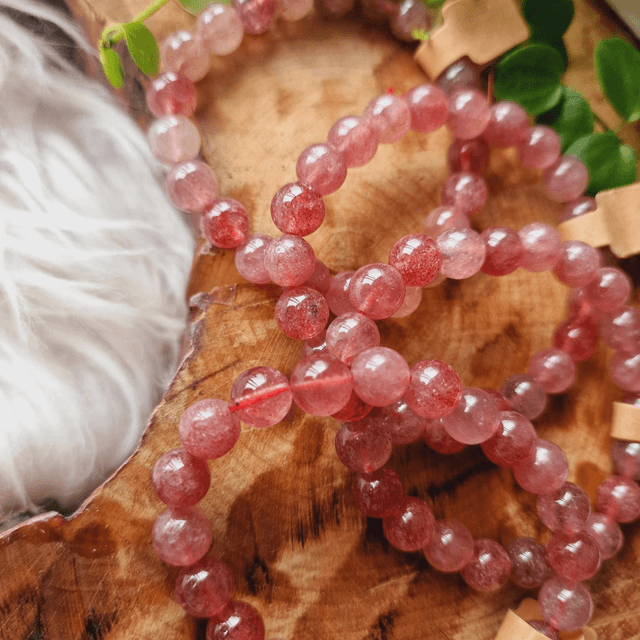 Strawberry Quartz Beaded Bracelet 