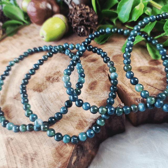 Moss Agate 4mm beaded bracelet 